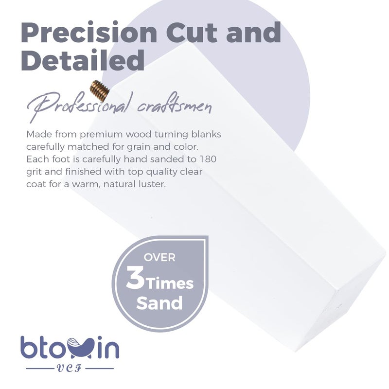Btowin أرجل أثاث من الخشب الصلب مقاس 8 بوصات من Btowin، 4 قطع من أقدام بديلة هرمية خشبية حديثة من منتصف القرن مع مسامير تعليق ملولبة 5/16 بوصة ولوحة تثبيت ومسامير لكرسي الأريكة والأريكة - Image 3